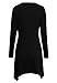 DUBACH Women 's Basic V-Neck Long Sleeve Irregular Hem Wine Red Loose Dress(Black,M)