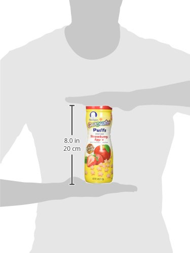 Gerber Stage 3 Baby Snacks, Strawberry Apple Puffs, Puffed Grain Snack, Baby Led Feeding, Iron & Choline, Strawberry Apple Puffs Snacks, 6-Pack