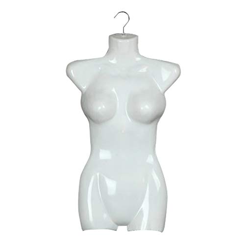rycnet Female Tailors Plastic Half Body Female Mannequin Swimwear Underwear Clothing Form Fashion Students Display Rack White