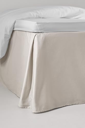 Jotex Zack Satin Volant Betthusse 100% hochwertige Bio-Baumwolle Bettrock, Höhe 45 cm, Beige 90 x 200 cm