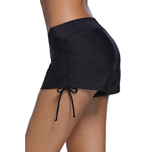 CHAELAKES Womens Swimsuits Shorts Ladies Casual Tankini Swim Briefs Plus Size Bottom Boardshort Bandage Pants Black
