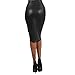 Misscat Women Leather Stretch High Waist Pencil Midi Skirt Bodycon Short Dress
