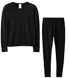 LAPASA Girls Thermal Underwear Long John Set Waffle Knit Base Layer Top and Bottom G06