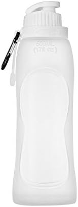 ASTORTOUR Silicone Collapsible Water Bottle Foldable Leak Proof - BPA Free 17 Ounce, Flip Cap with Carabiner Clip Clear