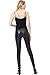 Everbellus Womens Mesh Faux Leather Leggings Sexy Skinny Pants