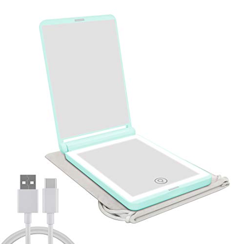 Milishow Compact Mirror with LED Light,300°Flip Folding Portable Mirror