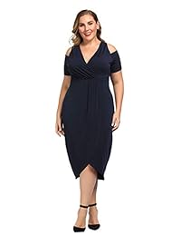 Chicwe vestido de cóctel para mujer con abertura y hombros descubiertos, largo hasta la pantorrilla