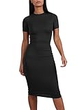 GOBLES Women Two Piece Set Short Sleeve Office Classy Midi Pencil Dress