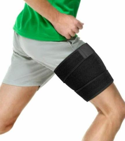 Men Women Thigh Brace Support Thigh Compression Sleeve Support Hamstring Quad Wrap Adjustable Upper Leg Sleeves for Pulled Groin Muscle, Sprains,Tendinitis, Workouts, Sciatica Pain Sports Recovery