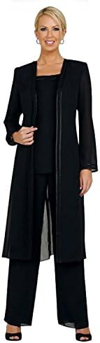 Irisdress Women's 3pc Pant Jacket Suit Plus Size Evening Dress, Party,Wedding, Mother of Bride Black US16