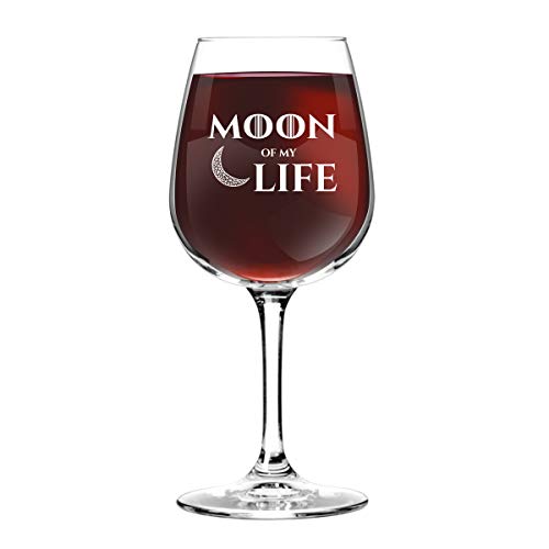 Moon of My Life My Sun and Stars Wine and Beer Glass Set for GOT Fan Couples- 12.75 oz Wine Glass & 16 oz Beer Pint Glass- Present for Mom and Dad- Inspired by Game of Thrones- Husband Wife Gift