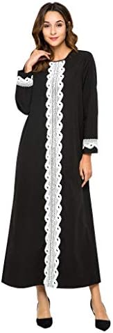 Women Abaya Muslim Ethnic Dress Dubai Style Fashion Lace Stitching Long Sleeve Prayer Dresses