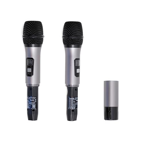 TONOR Wireless Microphone,Metal Dual Professional UHF Cordless Dynamic Mic Handheld Microphone System for Home Karaoke, Meeting, Party, Church, DJ, Wedding, Home KTV Set, 200ft(TW820)