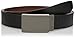 Perry Ellis Men's Portfolio Leather Reversible Belt with Matte Gunmetal Plaque Buckle (Sizes 30-44 Inches)