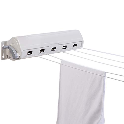 Drynatural Retractable Clothesline Wall Mounted Clothes Dryer Line,  Features 5 Line, 57.5ft Attached Rope, Good for Indoor Outdoor Use, White:  Amazon.in: Home & Kitchen