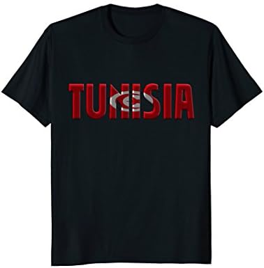 Mens TUNISIA - Tunisian Flag Color Letters Souvenir T-shirt Medium Black