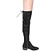 BONNIBEL GF68 Women's Lace Up Inside Zipper Low Heel Over Knee High Boots