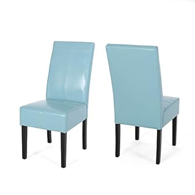 Christopher Knight Home Pertica T-Stitch Leather Dining Chairs, 2-Pcs Set, Teal Blue 31P4hEAX4UL