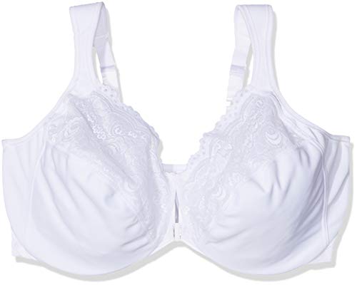 Glamorise Women's Plus-Size Elegance Front-Close Lace Underwire Bra, White, 36G