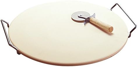 NAIBANG NEW LARGE ROUND 15 PIZZA CERAMIC BAKING STONE SET STEEL RACK CUTTER KNIFE PAN FREE