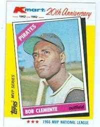 Amazon Com Roberto Clemente Baseball Card 1982 Kmart 20th Anniversary Card 10 Excellent Condition Sports Related Trading Cards Sports Outdoors