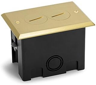 Lew Electric Single Gang Plastic Floor Box Kit - Rectangular w/RRP-2-SPB Cover & 15 AMP Receptacles - Brass