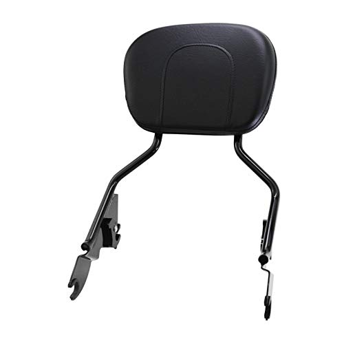 Detachable Gloss Black Triple Polished Passenger Sissy Bar W/Backrest Pad & Stealth Luggage Rack & 4 Point Docking Hardware Kit for Harley Davidson Touring Electra Glide Road Glide Road King Street G