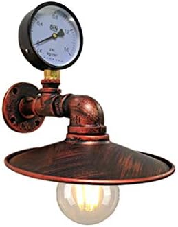 RTYUIIO Industrial Wall Lamp, Loft Retro Aisle Antique Wrought Iron Pressure Gauge Pipe Decorative Light