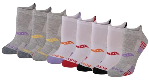 Saucony Women's Performance Heel Tab Athletic Socks (8 & 16, Grey Cheer (8 Pairs), Shoe Size: 10-13