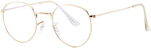 Eyerno Vintage Round Mirrored Unisex Sunglasses Retro Hippie Circle Sun Glasses(Clear lenses)