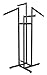 Econoco 4-Way Clothing Rack – Heavy Duty Adjustable Garment Display with 2 Straight and 2 Slanted Arms, Square Tubing, Black
