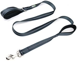 DCbark Dual Handle Lead, Double Padded Traffic Handle Dog Leash, Reflective Leash with 2 Comfortable Handles