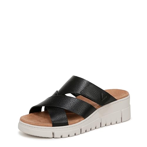 Vionic Womens Uptown Sunset Slide Sandal Black Leather 8 W