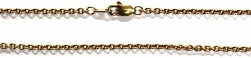 18Kt 18K Yellow Solid Gold 16" 18" 20" 24" 2.1mm Cable Necklace Chain Lobster Clasp