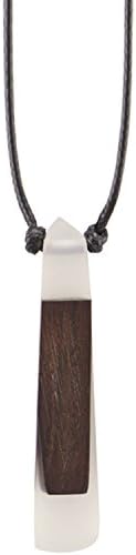 FairySu Necklace Handmade Vintage Resin Wood Statement Necklaces Long Rope Wooden Pendants Necklace Jewelry Sweater Chain (White)