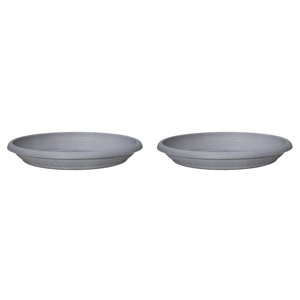 Scheurich 58946 plastic saucer, granite grey, 24 cm diameter, 3.5 cm high (Pack of 2)