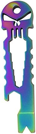 EDC Multitool Keychain Knife Kit Skull Keychain Beer Opener Pocket Survival Tool,Rainbow