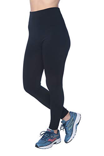 Active Club Women's Fleece Lined Leggings - Seamless High Waisted Soft Brushed (1X/2X, 2 Black/Light Brown/Red/Royal/Light Grey) - Thumbnail 3
