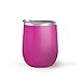 Maars Bev Stainless Steel Stemless Wine Glass Tumbler with Lid, Vacuum Insulated 12 oz Cup | Spill Proof, Travel Friendly, Fun Cocktail Drinkware - Fuchsia