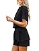 Utyful Women's Casual Short Sleeve Belted Keyhole Back One Piece Black Jumpsuit Romper Size Small (Fits US 4 - US 6)