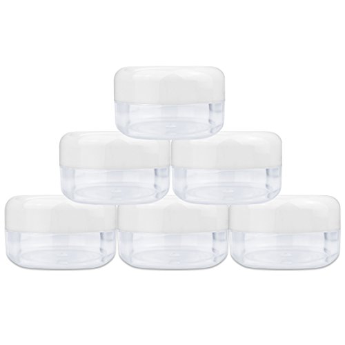 (Quantity: 120 Pieces) Beauticom 15G/15ML (0.5oz) Round Clear Jars with White Lids for Lotion, Creams, Toners, Lip Balms, Makeup Samples - BPA Free