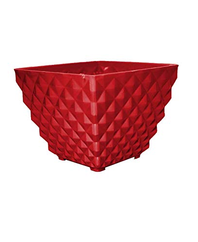 Gardens Need 100% Virgin Plastic Kohinoor Square Pot-05 | Set of 5 Planter, (13cm x 13cm x 10cm, Red)