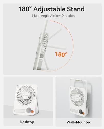 ORICO Ventilador USB de Mesa Potente, Mini Ventilador Escritorio con Motor sin Escobillas (3200 RPM), 3 Velocidades, Pantalla Digital, Diseño Ultra Delgado 3.9cm, Cable Tipo C, Blanco
