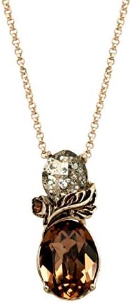 Nine Vice - Statement Pendant in Swarovski Crystals from The Autumn Collection (Metallic, Brown Colour)