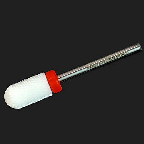 Beauticom Professional USA Ceramic White ROUND Top LARGE Barrel Bit Nail Drill (Grit: FINE) 3/32" Shank Size