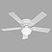 Hunter Fan Company, 53075, 52 inch Low Profile White Low Profile Ceiling Fan with LED Light Kit and Pull Chain