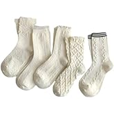 Coquette 5 Pair Cute Women's Cable Knit Ruffle Ankle Frilly Heart Socks