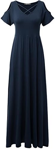 Prime Hot JayJay Women Casual U-Neck Off Shoulder Ruffle Sleeve Long Maxi Dress