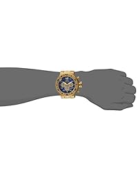 Invicta 25077 Hombre Pro Diver Chrono Blue & Oro Tono Pulsera de acero dial amarillo oro reloj de buceo
