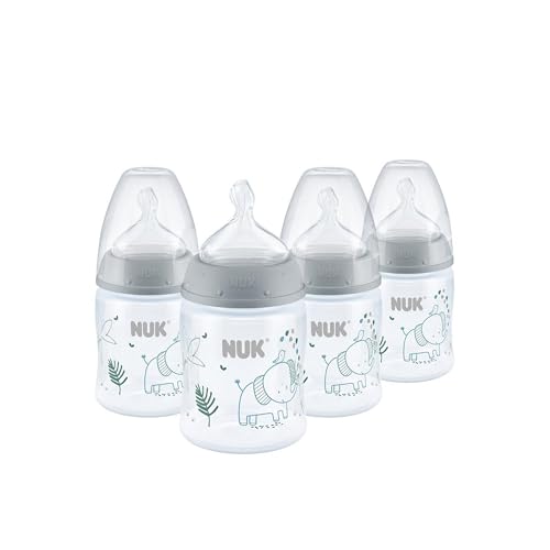 NUK Smooth Flow Anti Colic Baby Bottle, 5 oz, 4 Pack, Elephant
